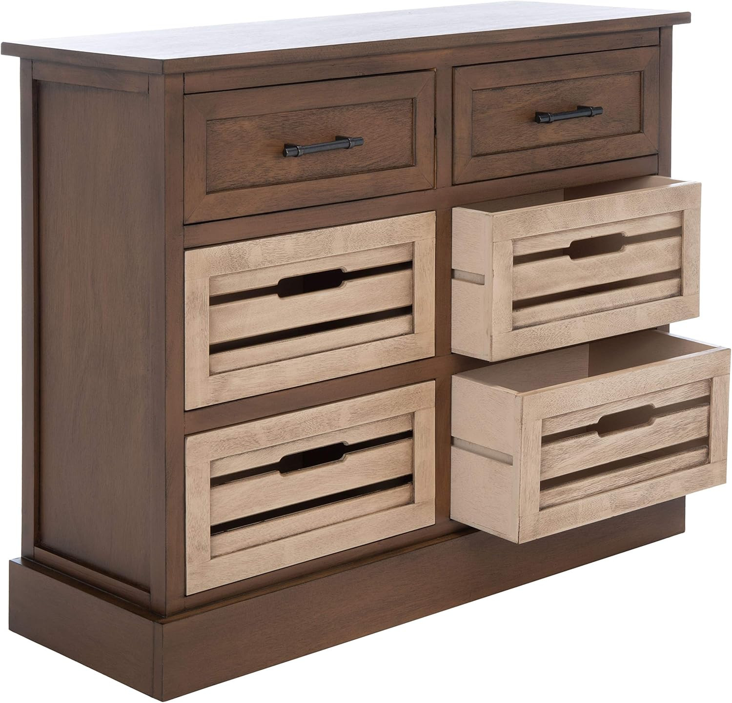 Stylish Briar Brown & Sand 6-Drawer Storage Chest with Removable Drawers