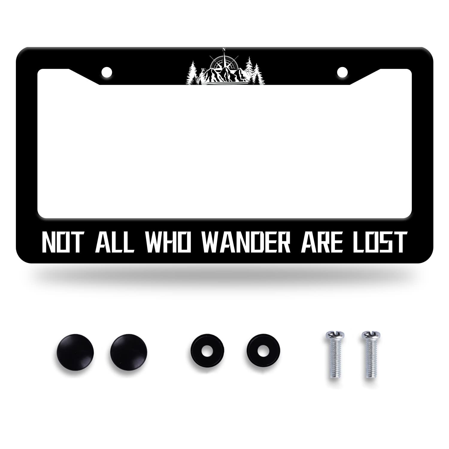 Stainless Steel Not All Who Wander are Lost License Plate Frame 12.3x6.3In | ...