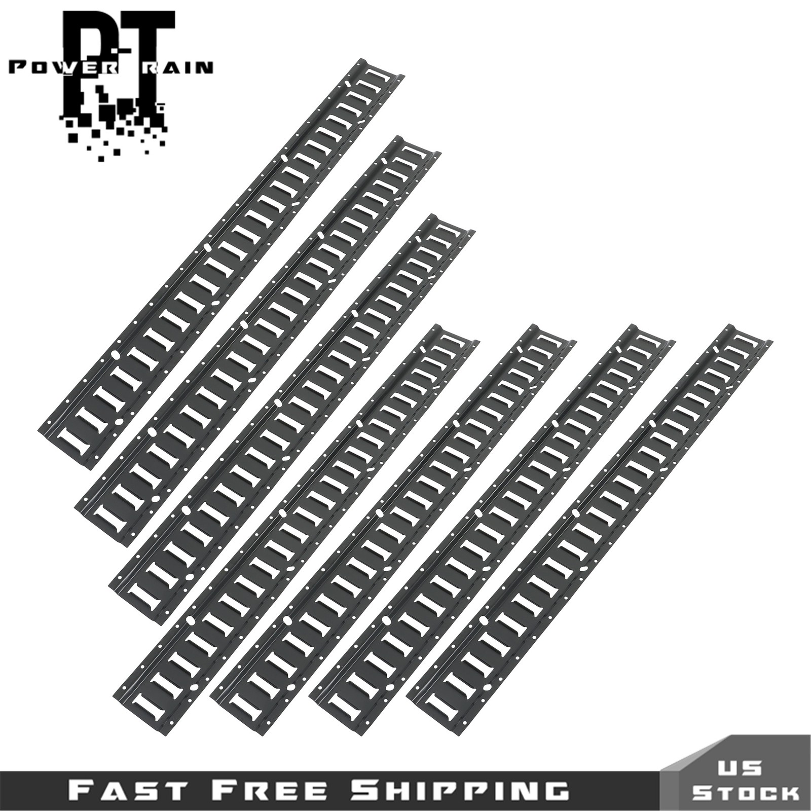6 Pack 4' E Track Tie Down Rail Galvanized Steel Rail Powder-Coat Black