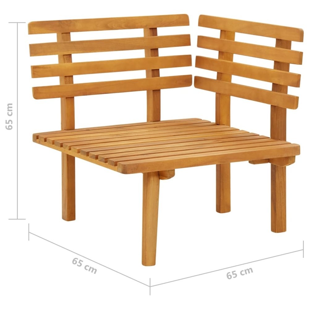 Garden Corner Sofa Natural, dark gray, white Solid acacia wood