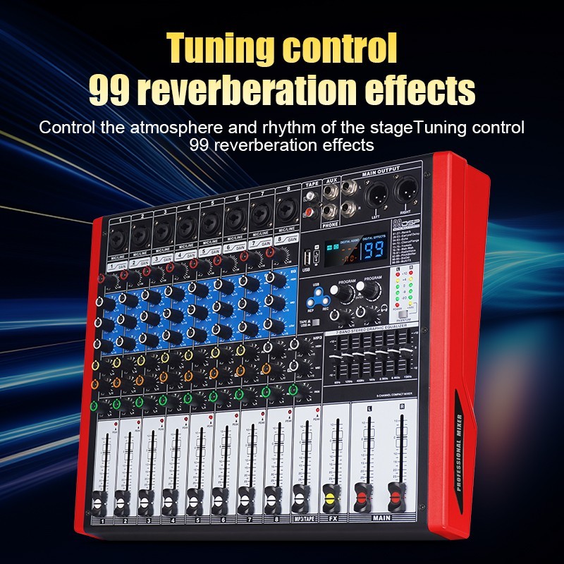 8-channel professional mixer, 99 types of DSP effectors, Bluetooth, USB