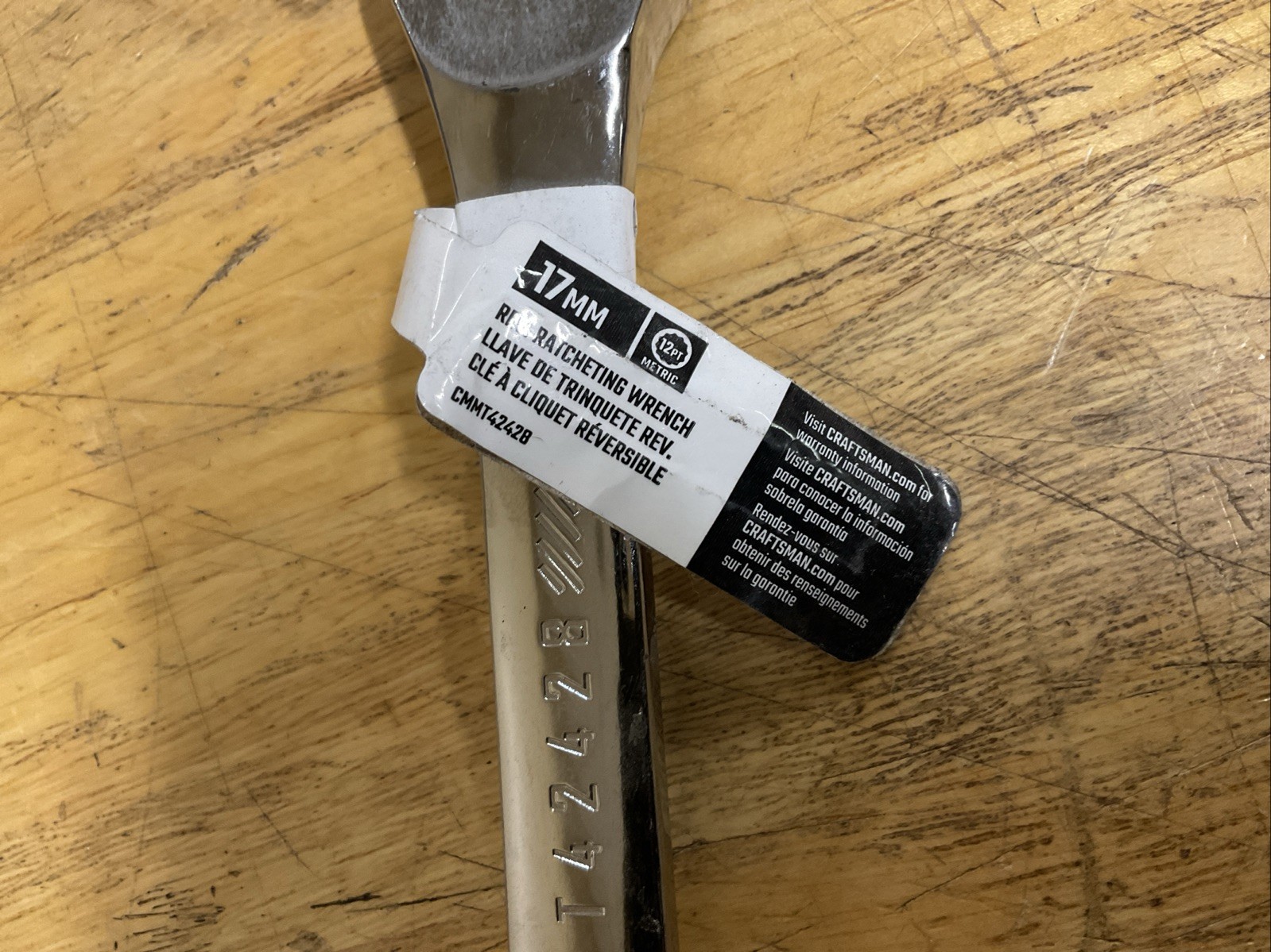 NEW Craftsman Chrome Reversible 17mm Metric Ratchet Wrench (CMMT42428)