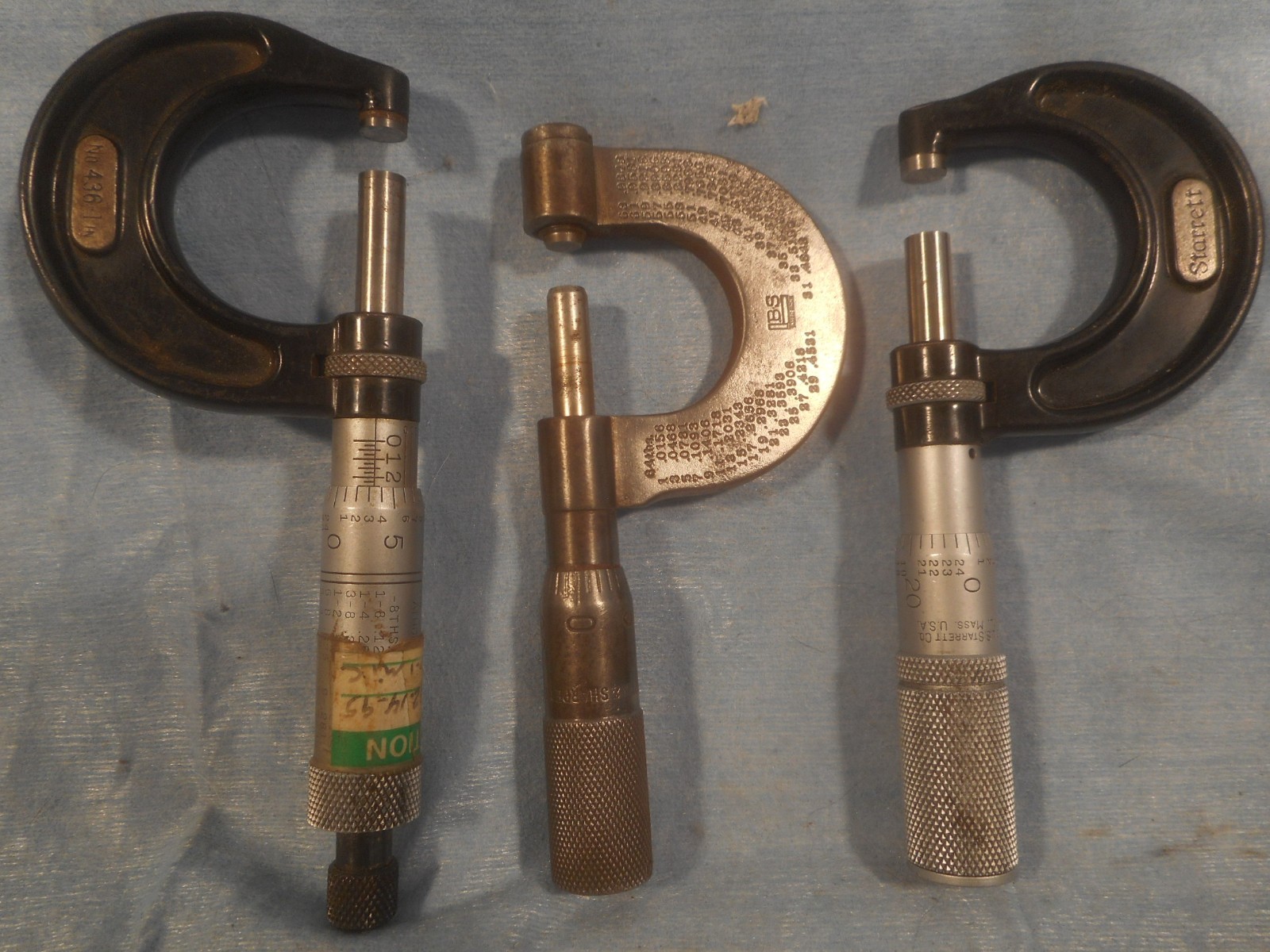 3-Vintage micrometers 2 L.S. Starrett Micrometers No.436 & a Brown Sharpe No. 15