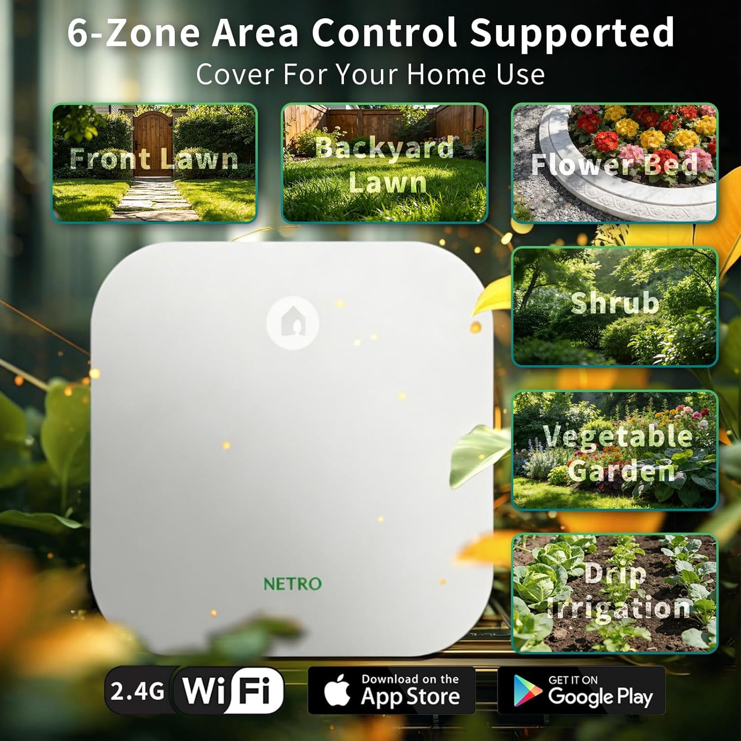 Smart Sprinkler Controller 6 Zones Sprinkler Timer App-Based Irrigation Controll