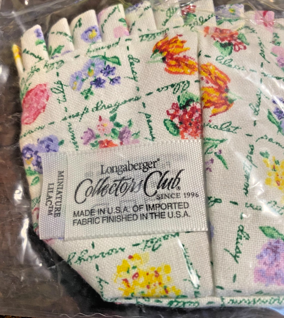 Longaberger Collector Club May Series MINI Lilac Basket Liner #23650231 NEW