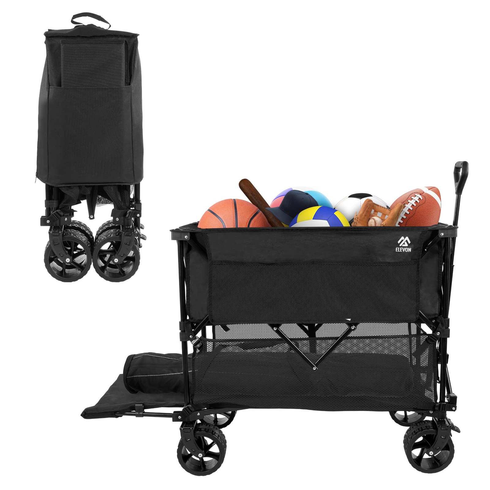 Elevon Collapsible Foldable Wagon, Grocery Beach Cart Large Capacity 450LBS
