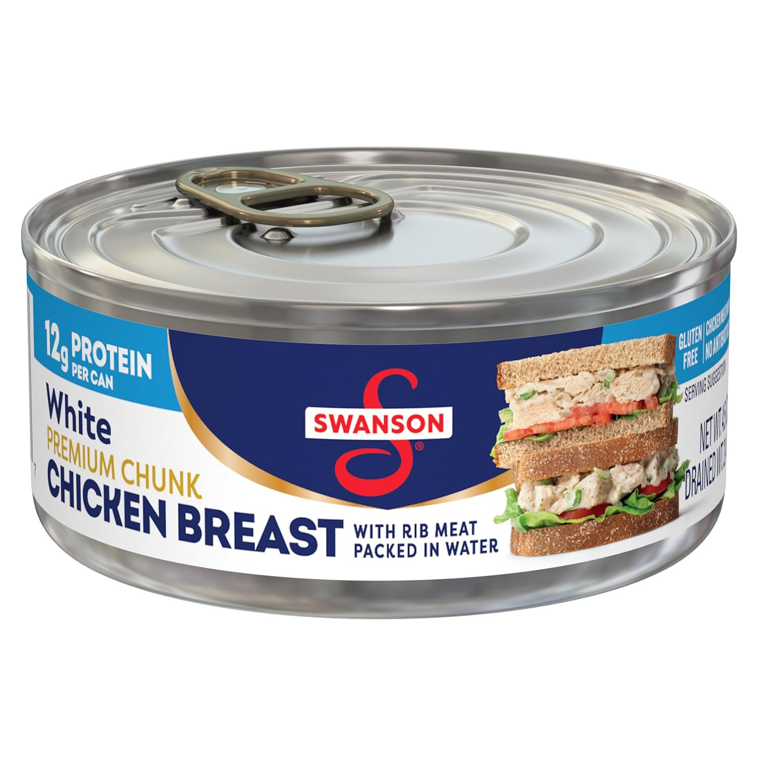 Swanson White Premium Chunk Canned Chicken Breast in Water, Fully Cooked Chicken