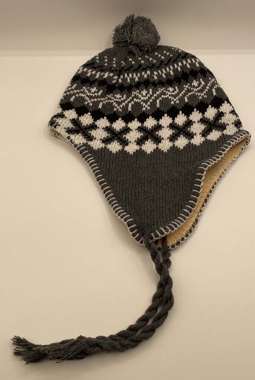 Thermaxxx Fleece Lined Gray Black & White Knit Beanie Hat