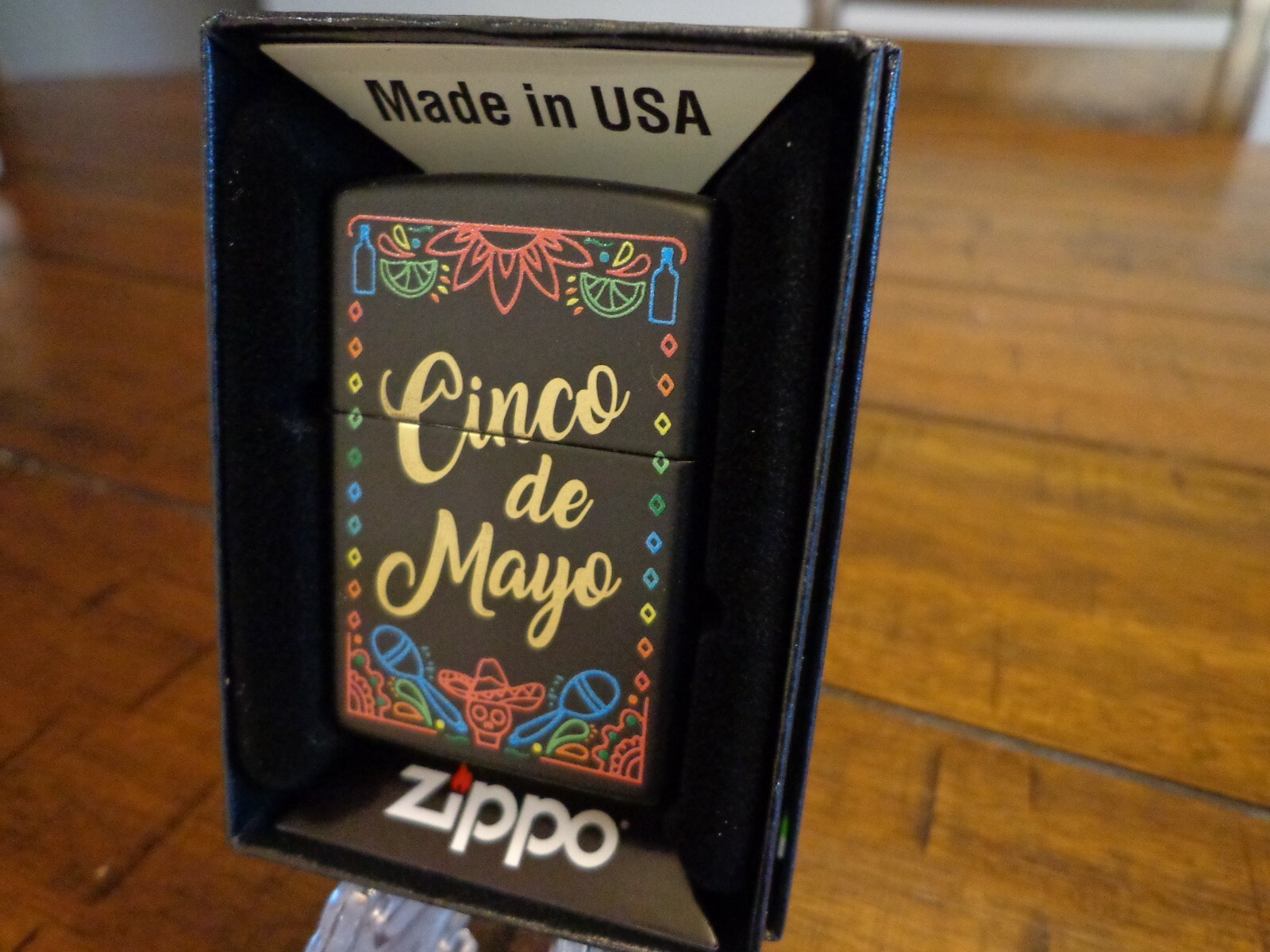 CINCO DE MAYO BLACK MATTE ZIPPO LIGHTER MINT IN BOX