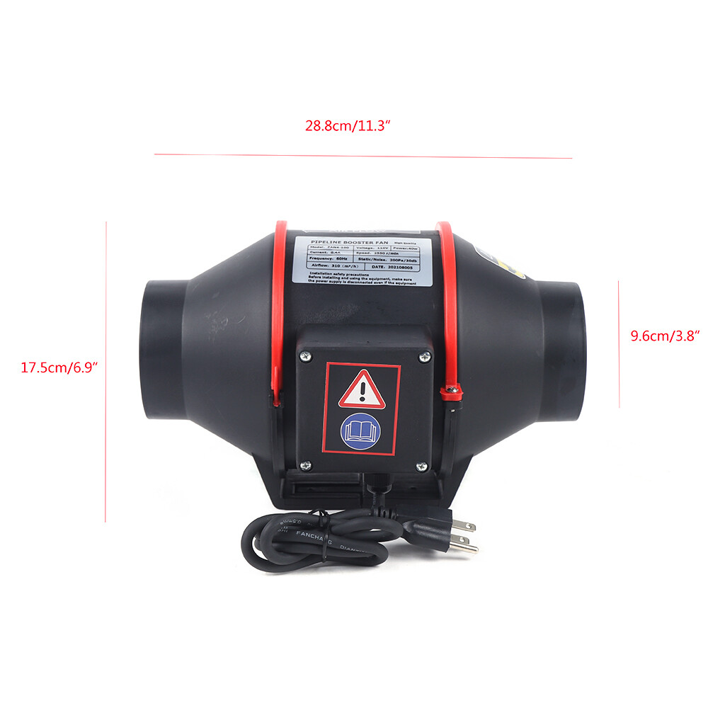 4'' Silent Exhaust Inline Duct Fan Ventilation Blower Fan Air Circulation 110V