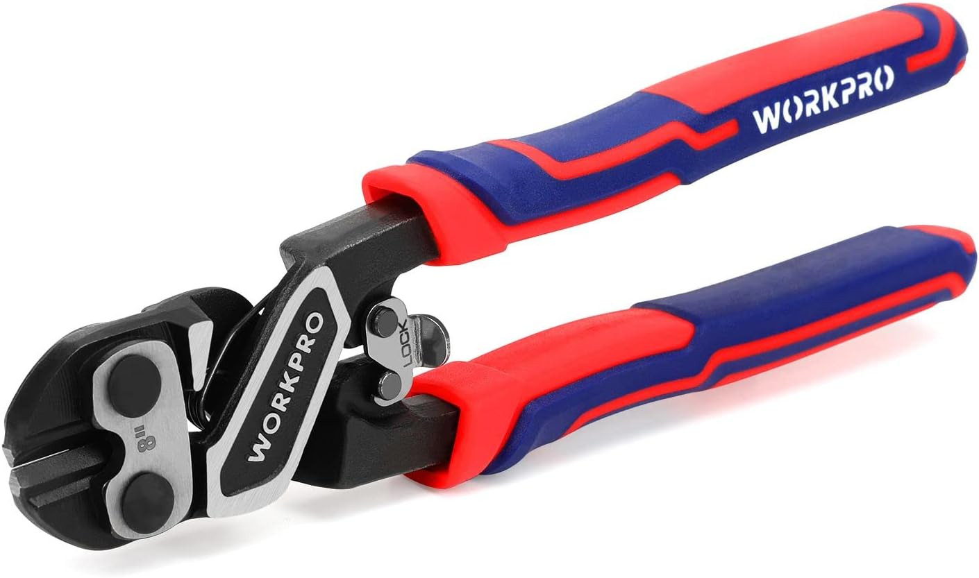 8" Mini Bolt Cutter, Heavy Duty Wire Cutters with Ergonomic Handle and Security