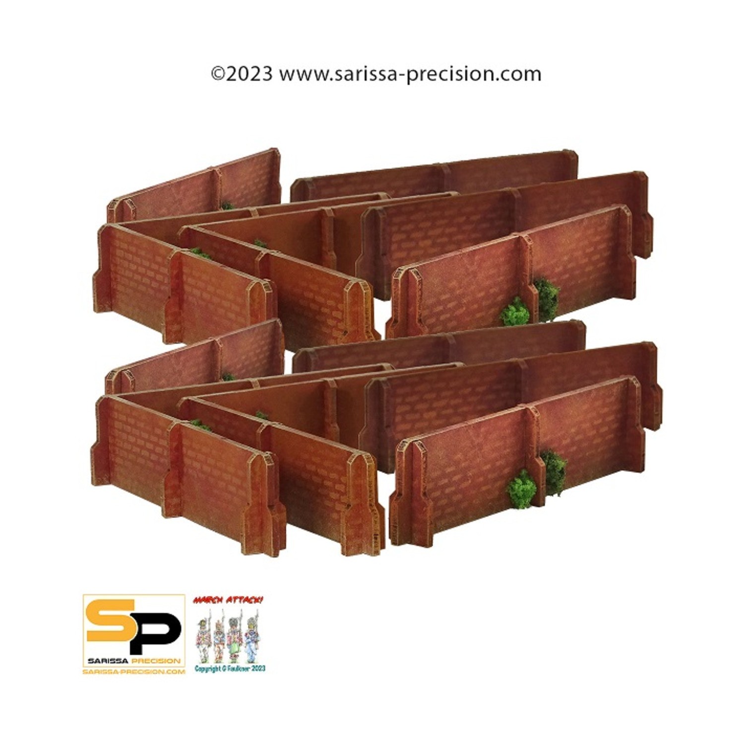 Sarissa Precision Mini Terrain 15mm Manor Wall Sections Pack SW (New)