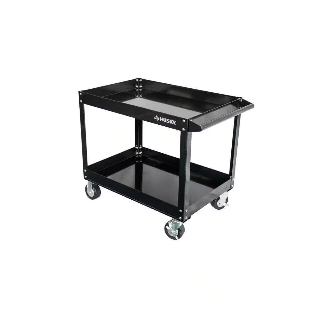 36 In. W X 24.1 In. Deep 2 Tier Cart, Gloss Black