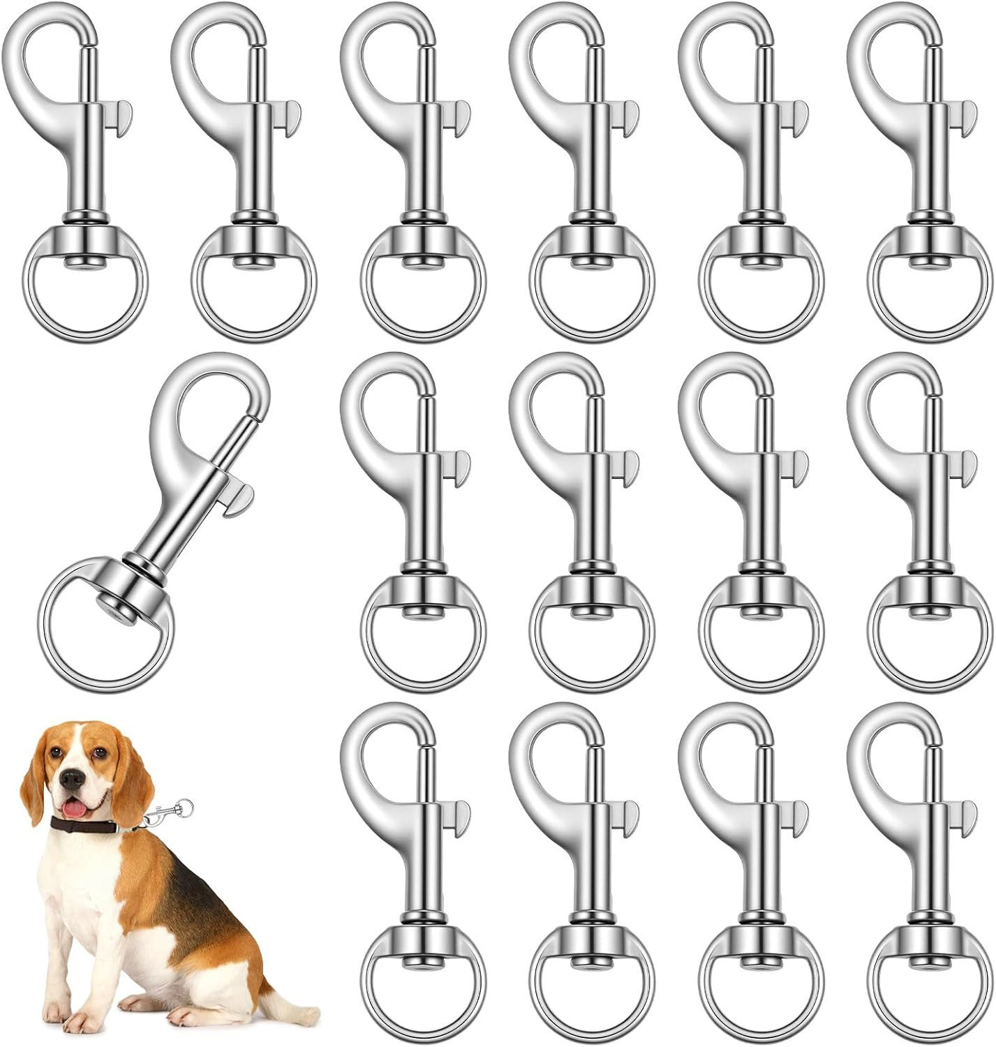 16 Pcs Swivel Eye Bolt Snap Hooks, 360° Rotating Zinc Alloy Clip for Pet Leash F