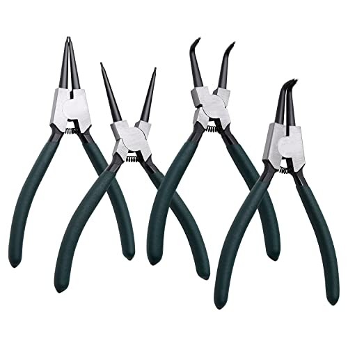 4-Piece 7" Snap Ring Pliers Set with 5/64" Tips for Retaining Rings