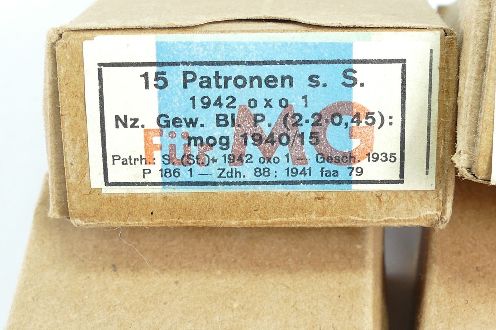Original WWII German Cardboard 8mm Mauser 15 Round Ammo Box (Empty)