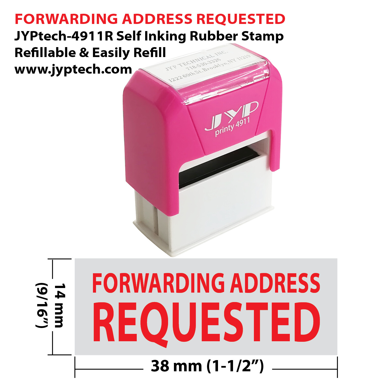 Forwarding Address Requested 4911R Self Inking Rubber Stamp (Red Ink)