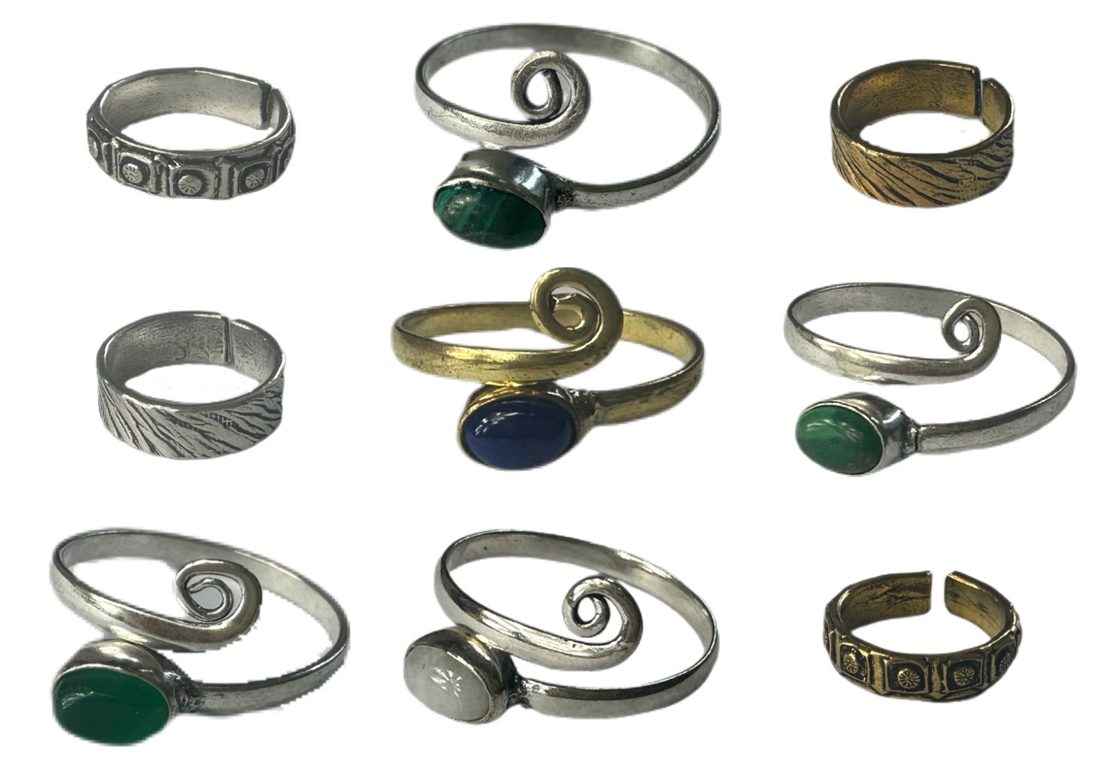 Toe Ring Feet Brass Silver Colour Stones Hippy Boho Ethnic Handmade Adjustable