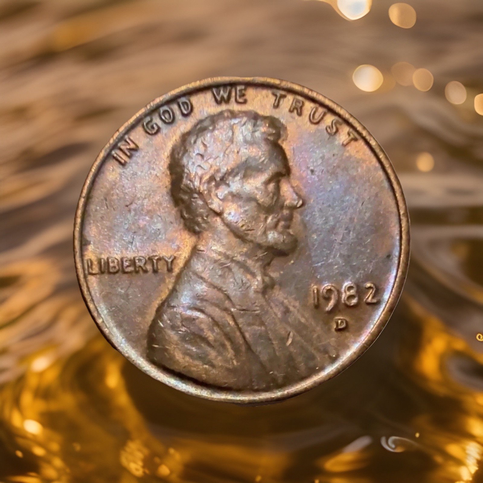 1982D Lincoln Copper Cent NATURAL MONSTER TONING RPM D/D Large Date