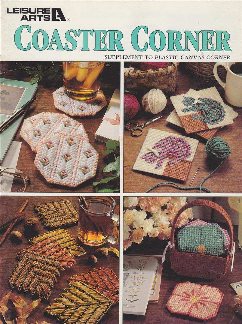 OOP!!! PLASTIC CANVAS COASTER CORNER 8 DESIGNS SUPER CUTE!!!