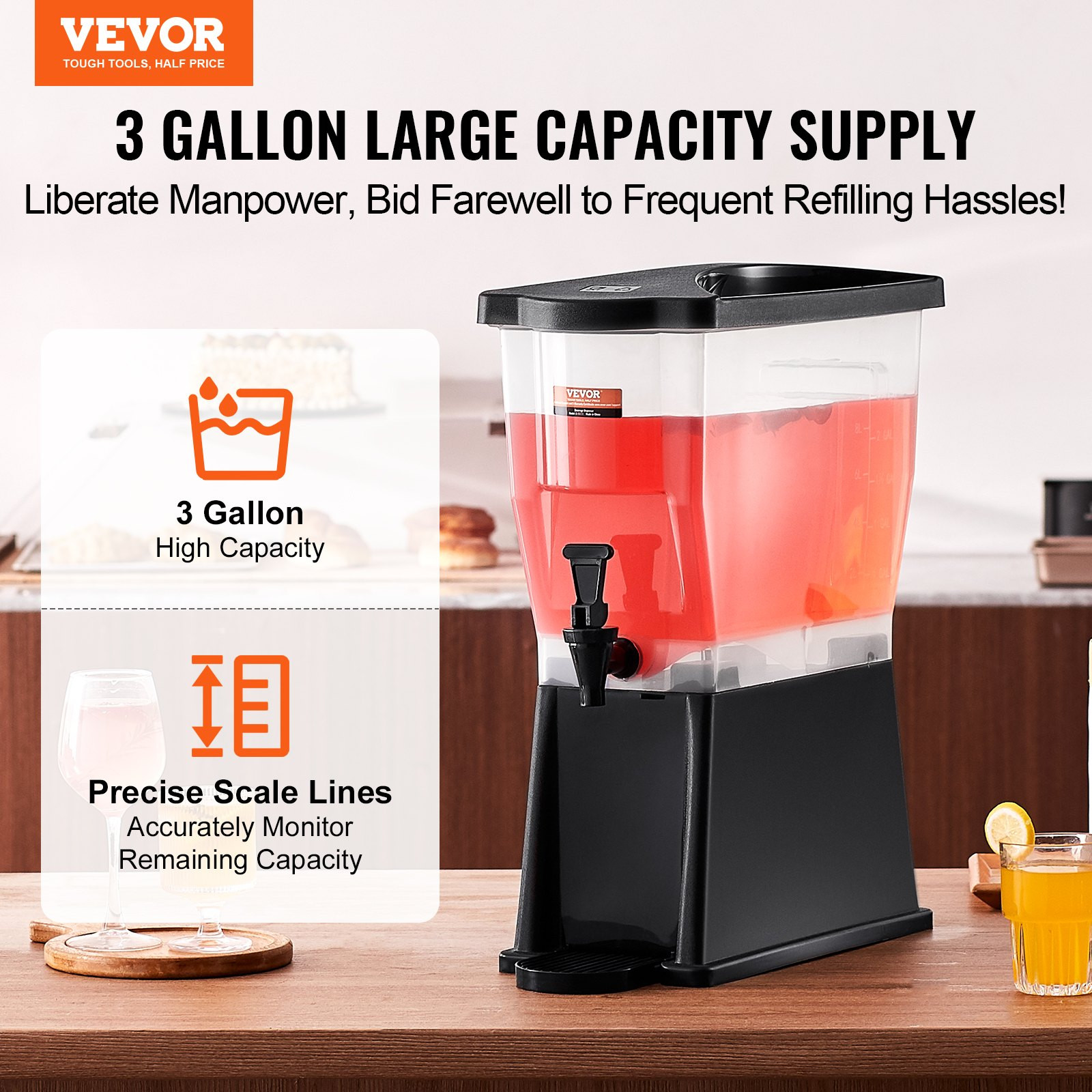Beverage Dispenser, 3 Gallon Drink Dispenser for Parties, Parties