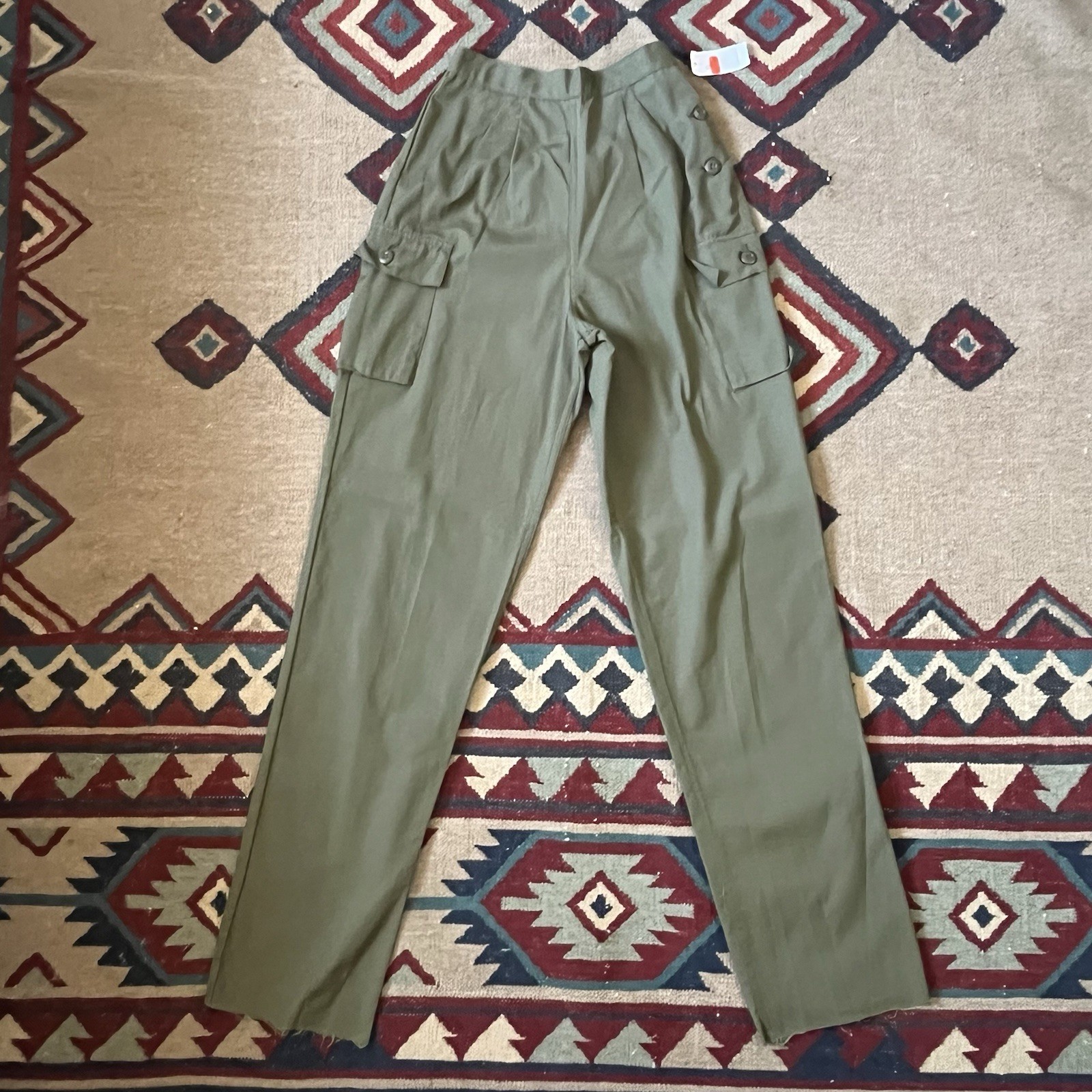 Vintage 70s US Army Military Womens Side Button OG 107 Utility Pants 24x34
