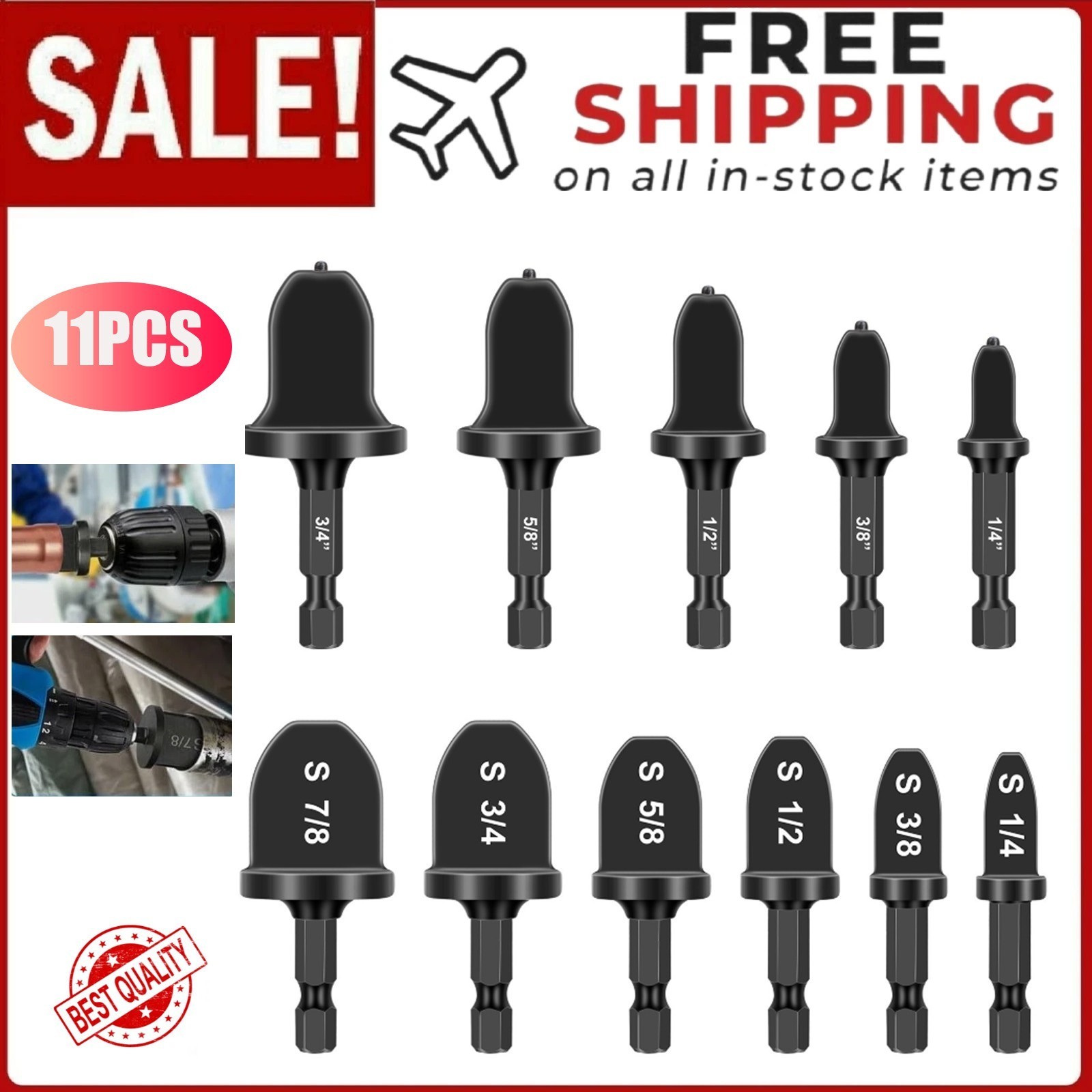 11x Swaging Tool Drill Bit Set Air Conditioner Copper Pipe Flaring Tube Expander