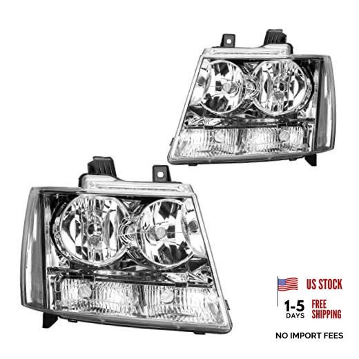 Headlight Assembly, Chrome Headlights Replacement Compatible with 2007-2013