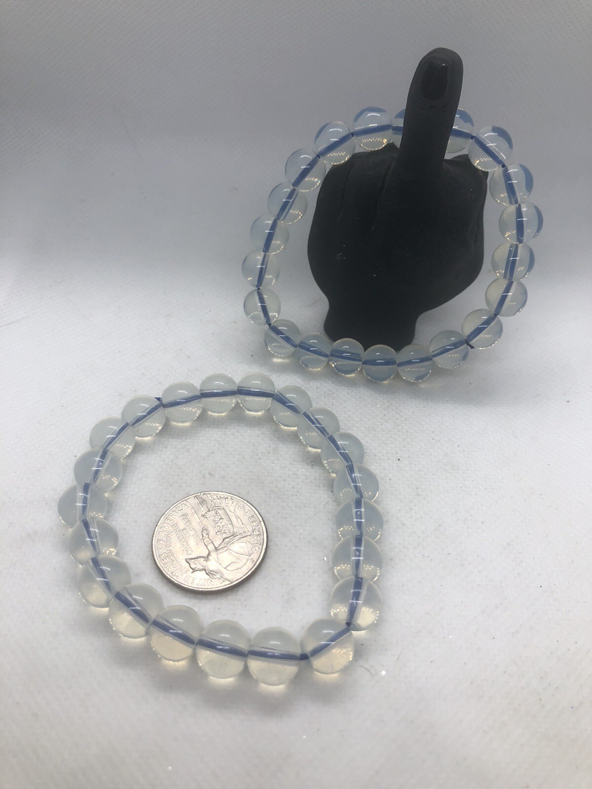 Stretch beaded 10mm bracelet Opalite