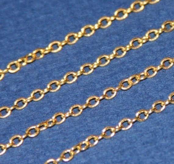 10ft of Gold Plated Round Cable Chain 2mmx1.5mm