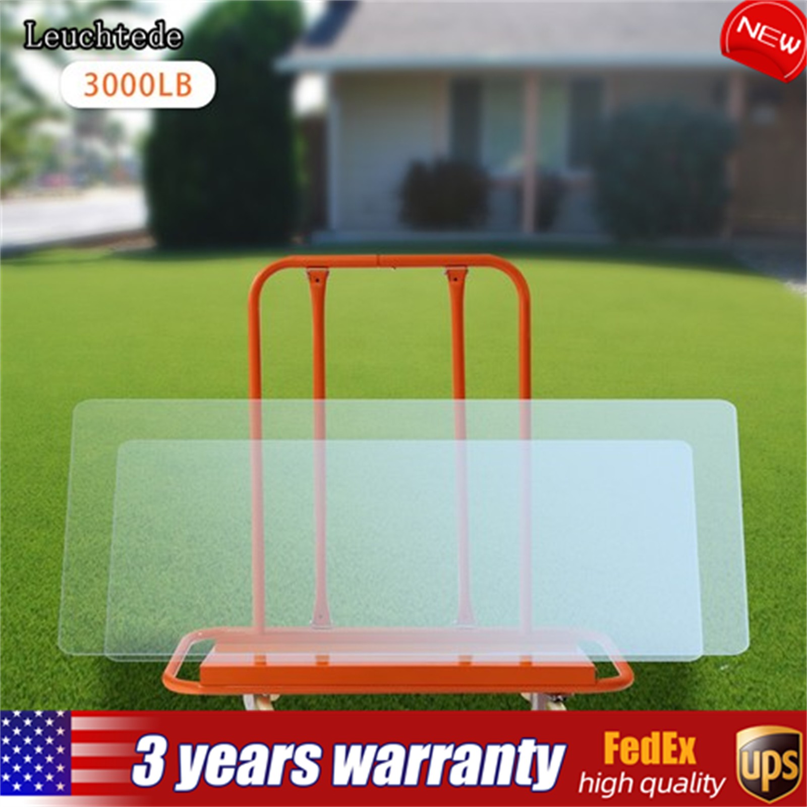 3000 lbs Drywall Sheet Cart - Plywood Panel Dolly Trolley Truck 4 Swivel Wheels