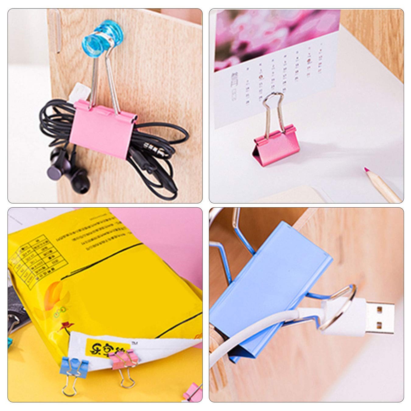 Binder Clips - Assorted Sizes 100 Count, X Large, Medium, Colorful