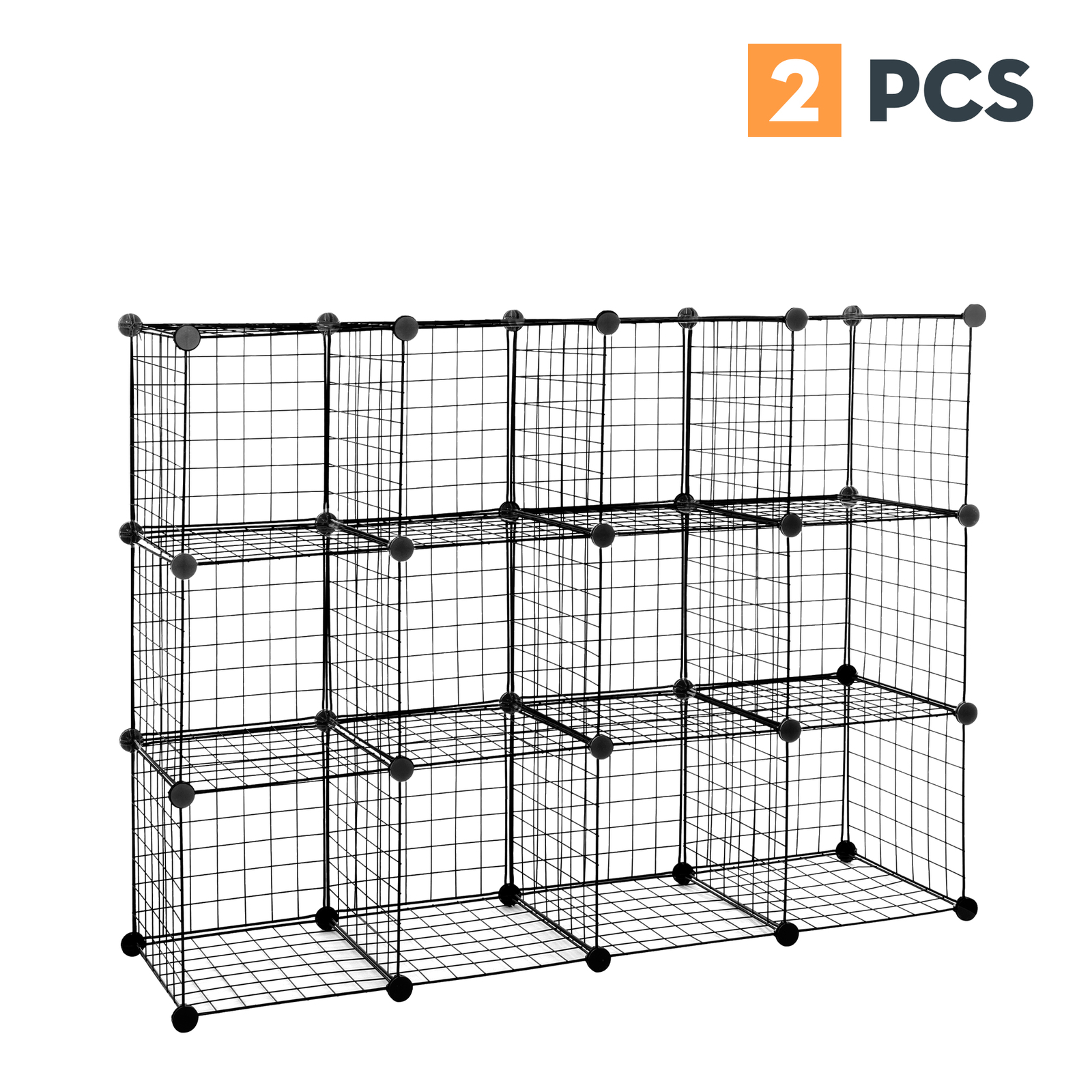 2X 12-Cube Storage Shelf Storage Bins Wire Cube Storage Organizer Modular