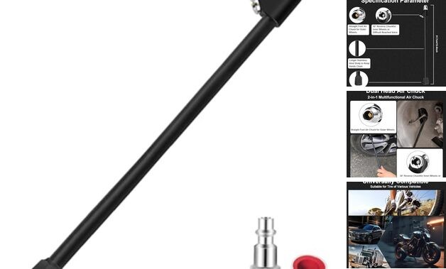 Air Chuck,12" Extended Reach Air Chucks for Tires，Heavy Duty 12-inch Black