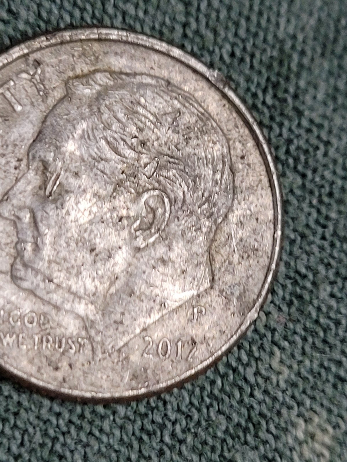 Rare Error 2012 P Dime Double Die-No Rim on Bottom-Strike through error-See pics