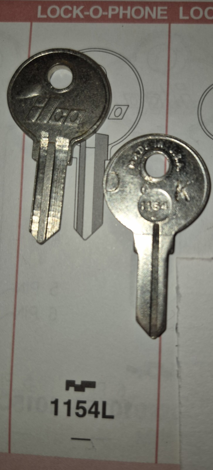 Ilco, 1154L, Fits Lock-o-Phone And Other Small Locks with This Configuration.