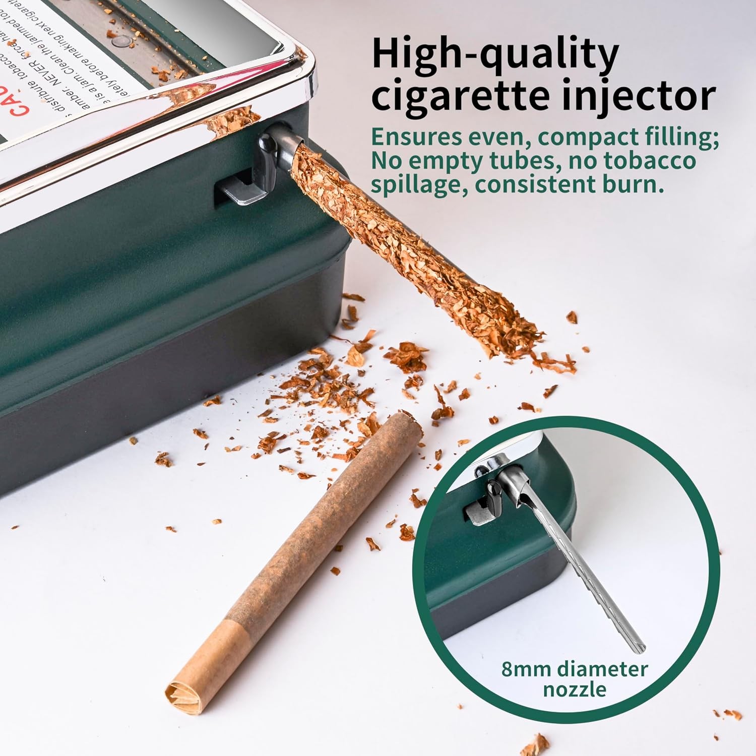 Cigarette Rolling Machine, Manual Cigarette Injector Machine for 8mm Diameter...
