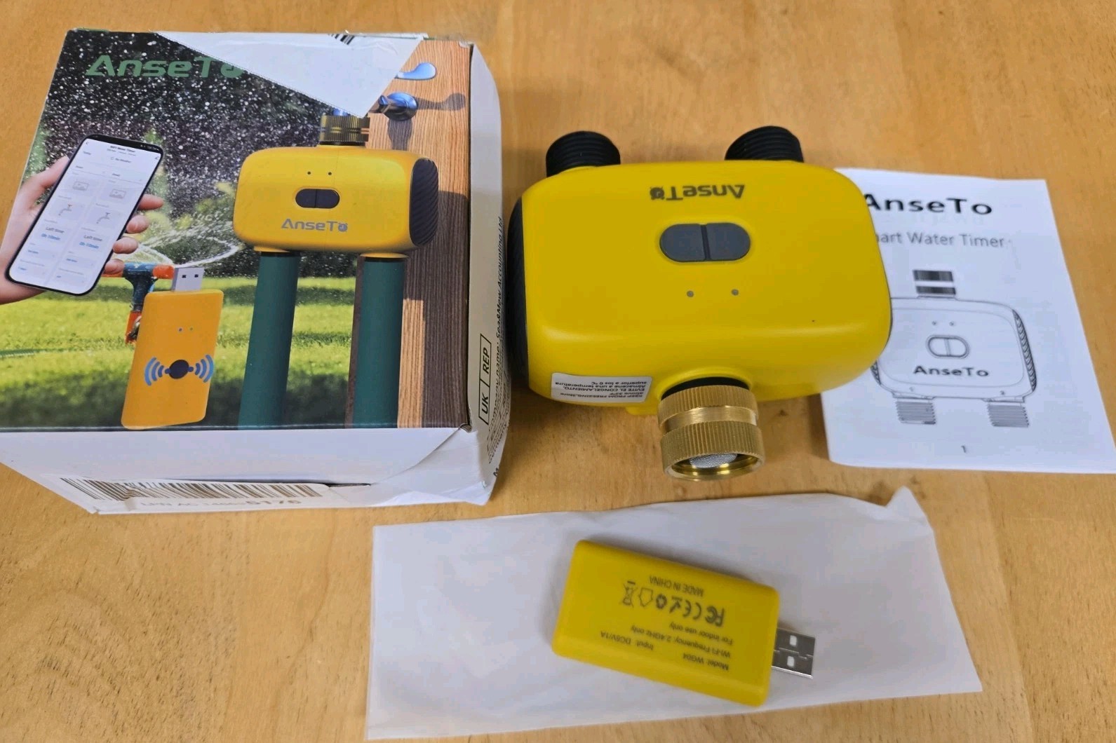 AnseTo WiFi Sprinkler Timer 2 Zone Brass Inlet Smart Water Timer  Remote Control