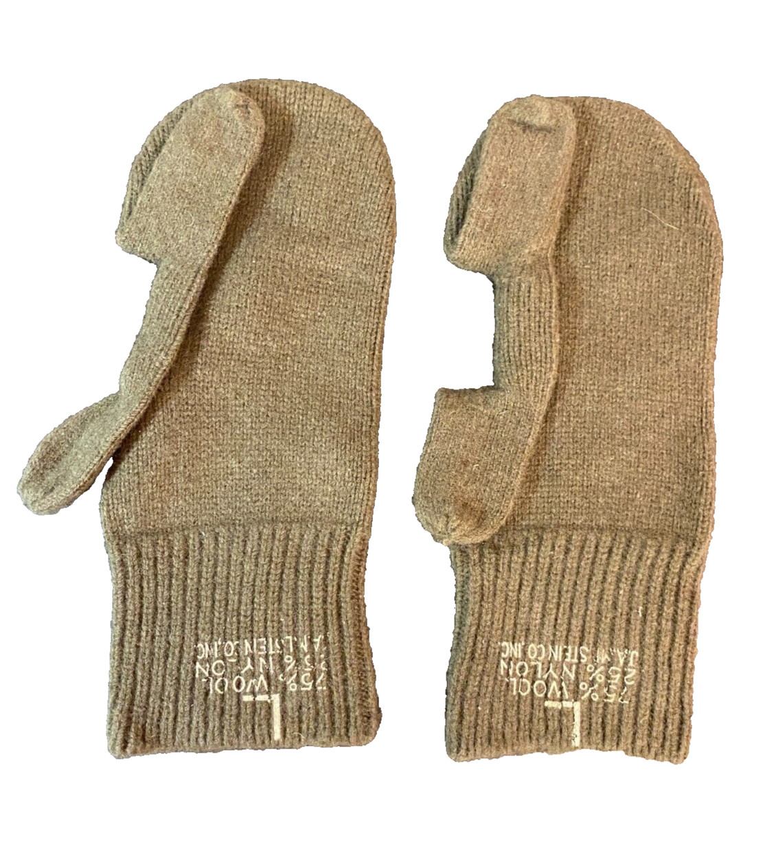 Vintage US Army Trigger Finger Mitten Inserts Size Large Wool / Nylon Unissued