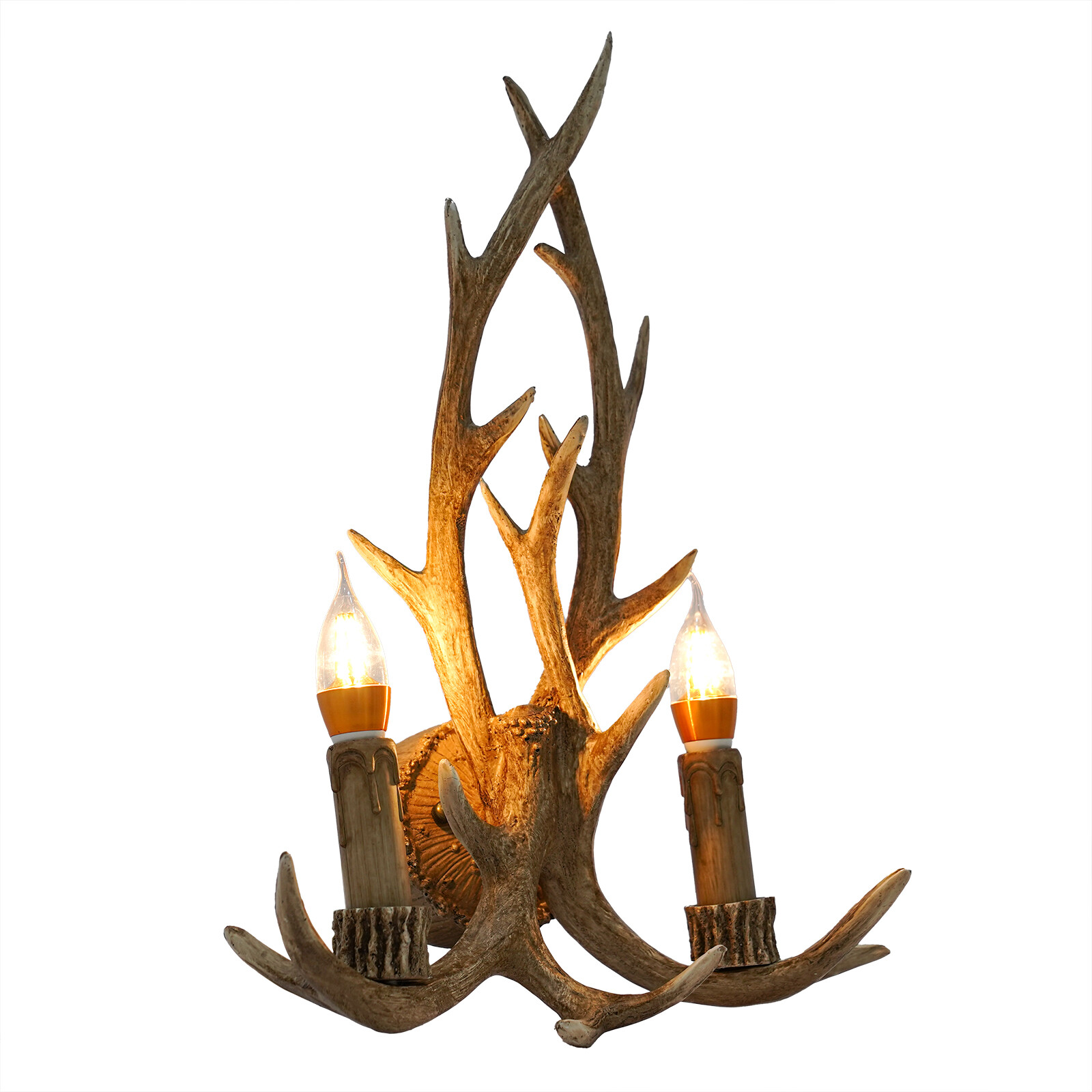 Resin Antler Wall Light Fixture Vintage Retro Deer Horn Sconce Lamp Home Decor