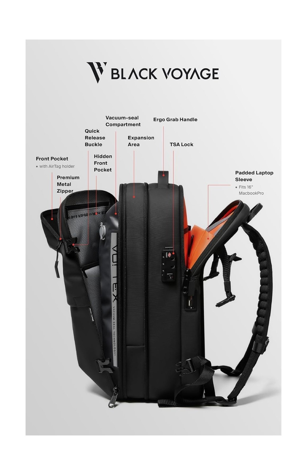 Vortex Vacuum Seal Travel Backpack 60L Expandable Air Compression System Wate...