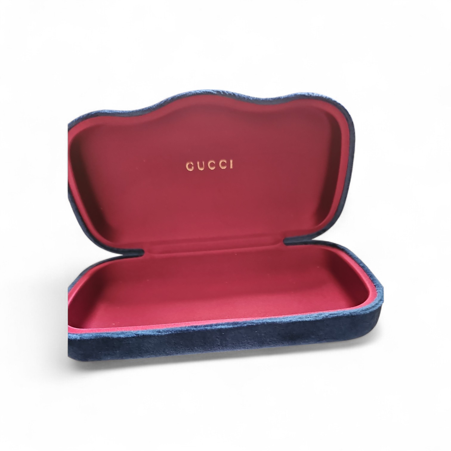 New Authentic Gucci Sunglasses Eyeglasses Case Blue Velvet Clamshell Small Case
