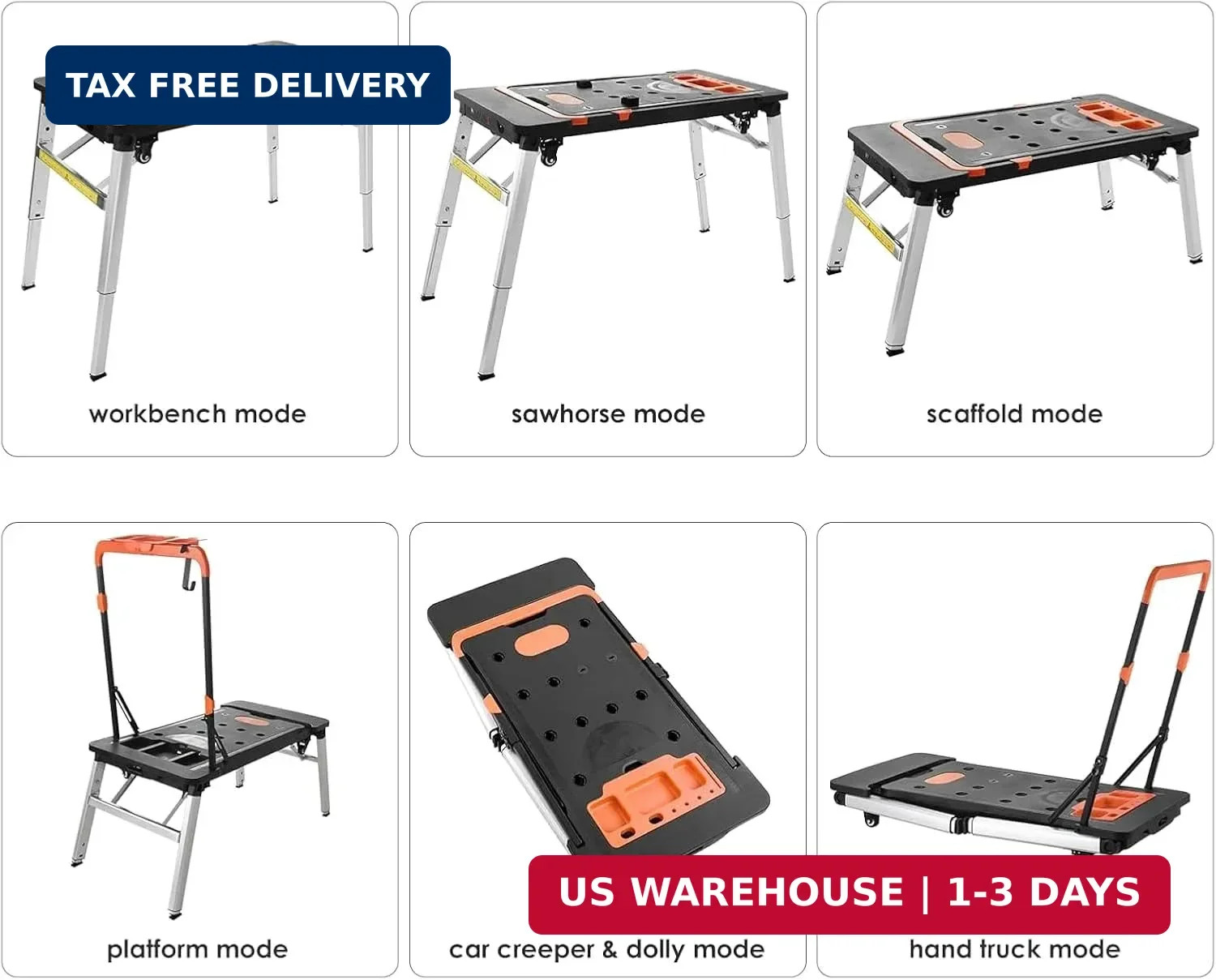 7in1 Multifunctional Portable Workbench,Worktable with Poweroutlet | Folding Wor