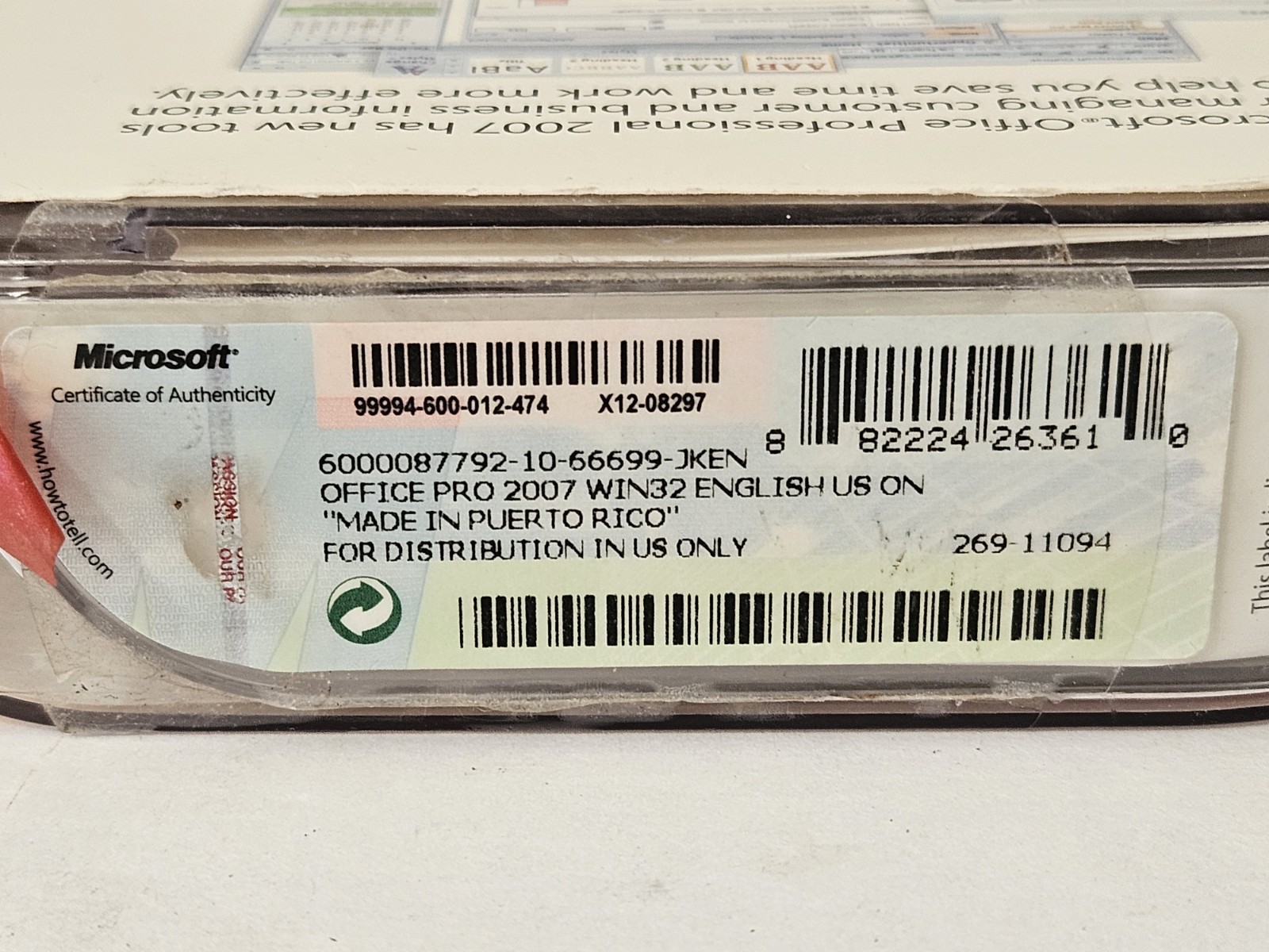 Microsoft Office Professional 2007 with Product Key - Exlnt - Two Install disks