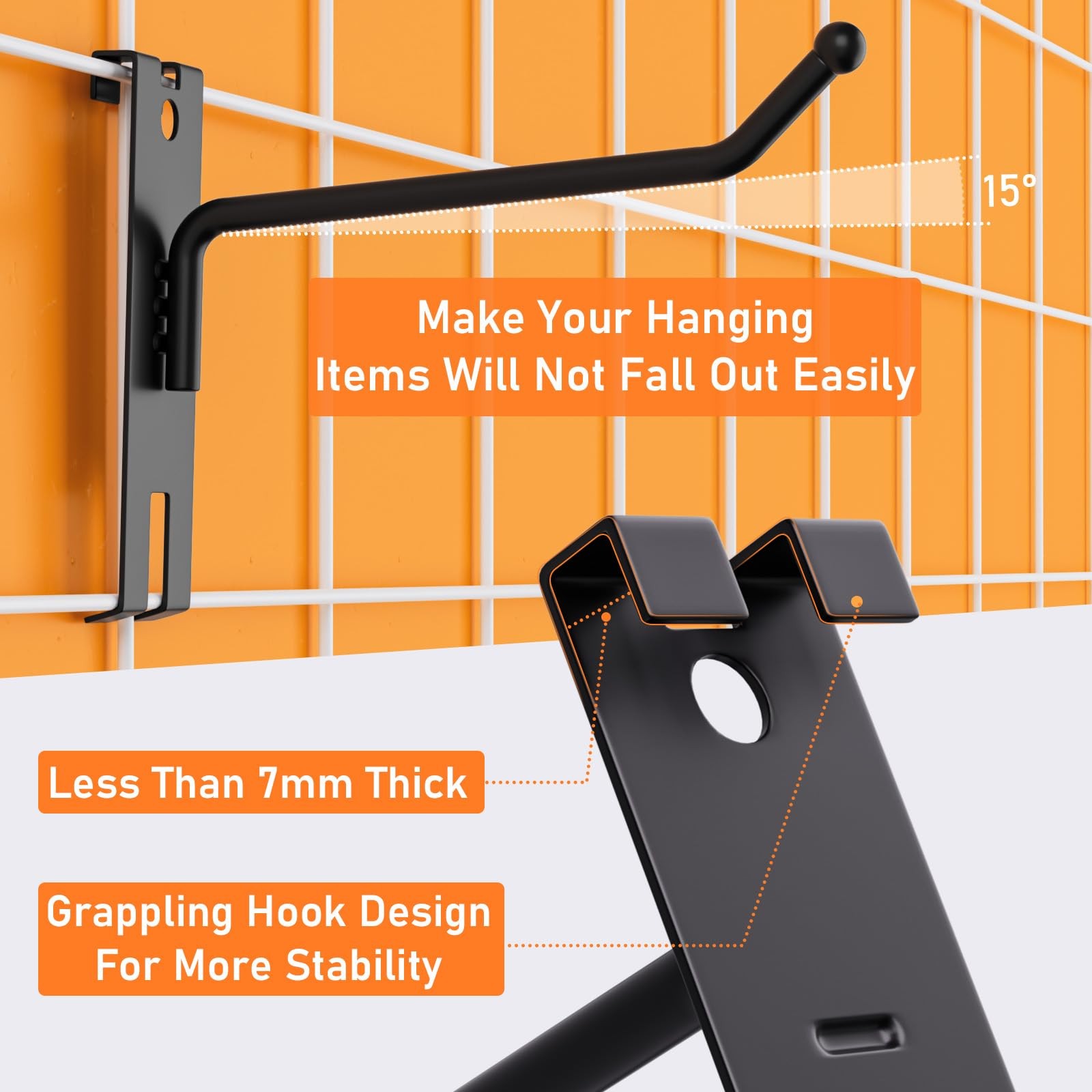 60 Pack 4 Inch Gridwall Hooks, Heavy Duty Black Display Hook, Grid Wall Panel