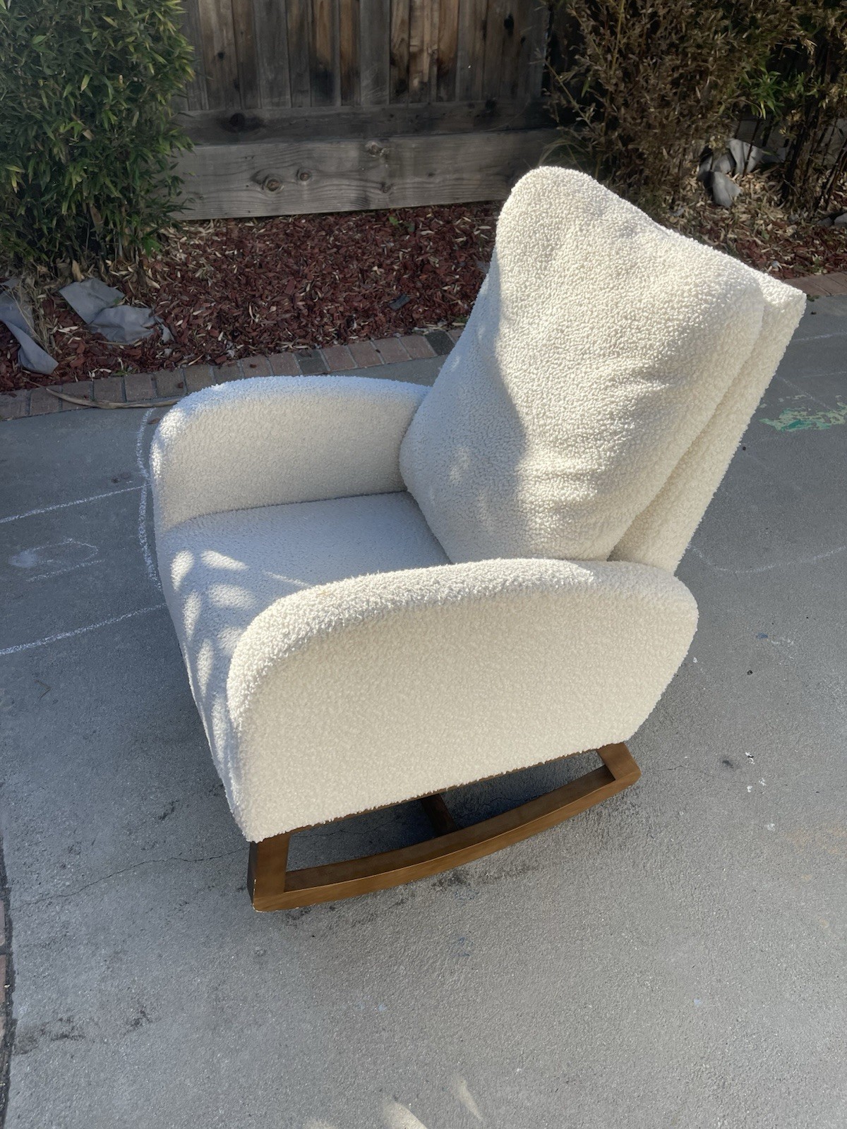 Modern Wool White Nursery Rocking Chair