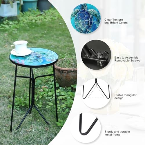Patio Side Table Outdoor Accent Table Bistro Coffee Table Plant End Table