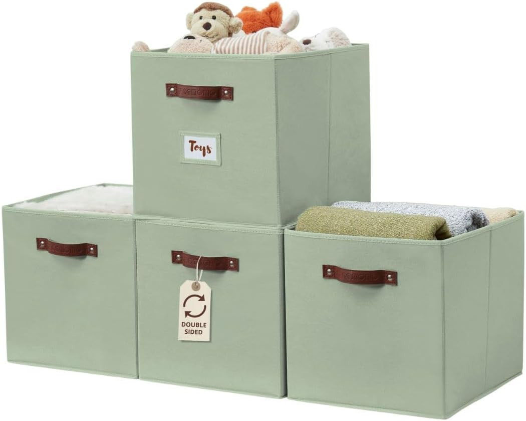 Storage Baskets, 13X15X13 Storage Cube Bins with Labels for Organizing Shelves K