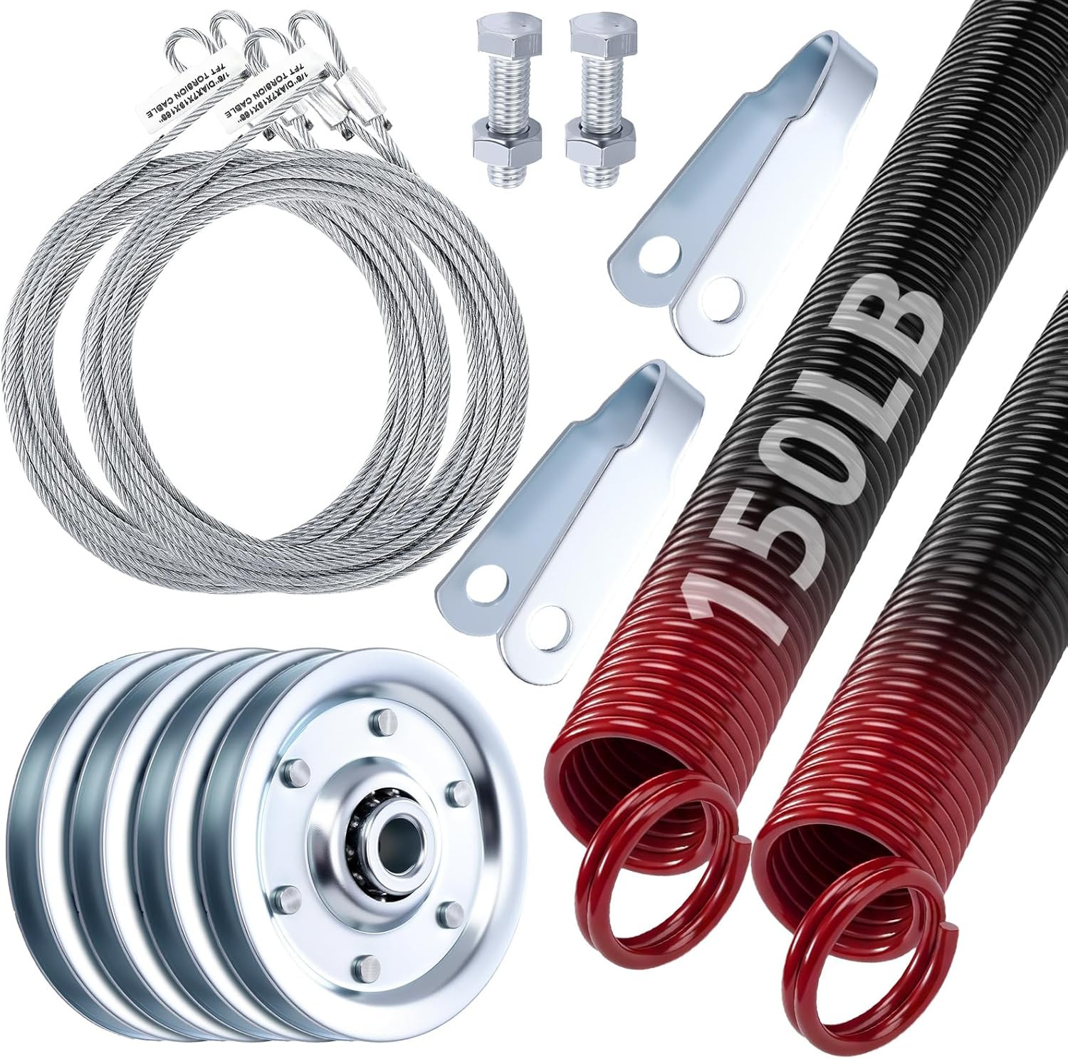 Heavy-Duty Garage Door Extension Springs Bundle for 7' Doors - 150 Lb Red
