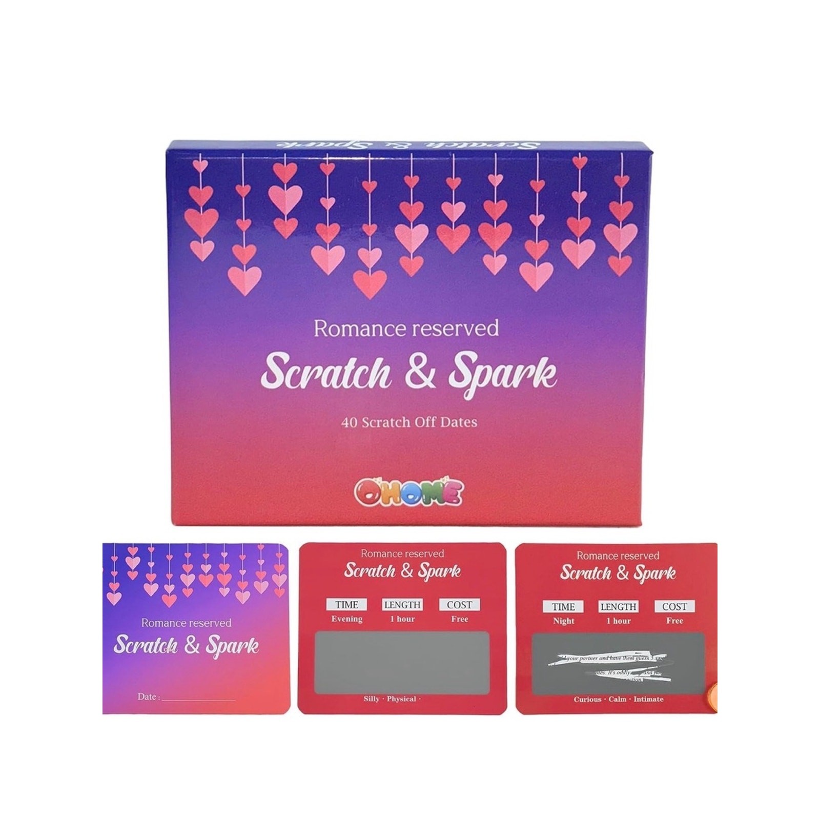 Scratch & Spark Romance Reserved Scratch-Off Date Cards - nib
